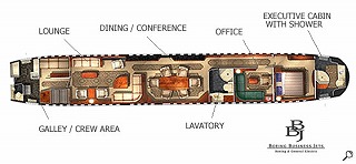 「Boeing BBJ」 室内の見取り図