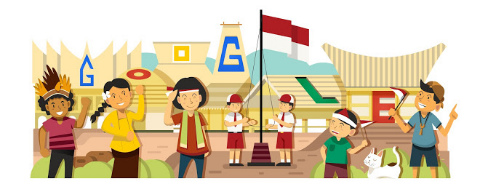 グーグル検索のロゴ GoogleDoodle インドネシア独立記念日：2014年バージョン