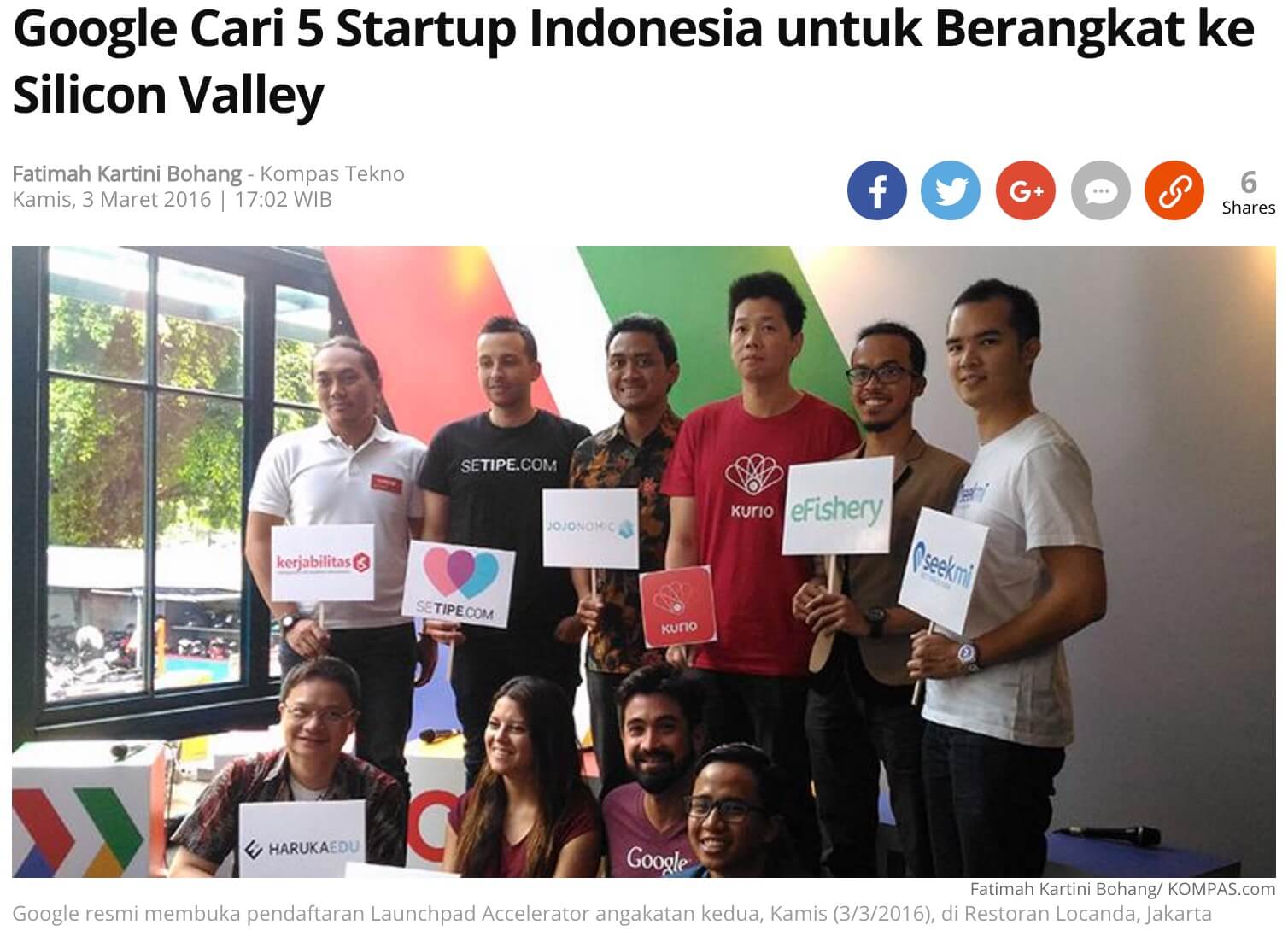 インドネシアのスタートアップ企業 Kompas グーグル