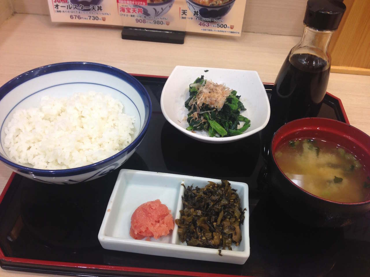 てんや羽田空港店の「明太子＆高菜のっけご飯」