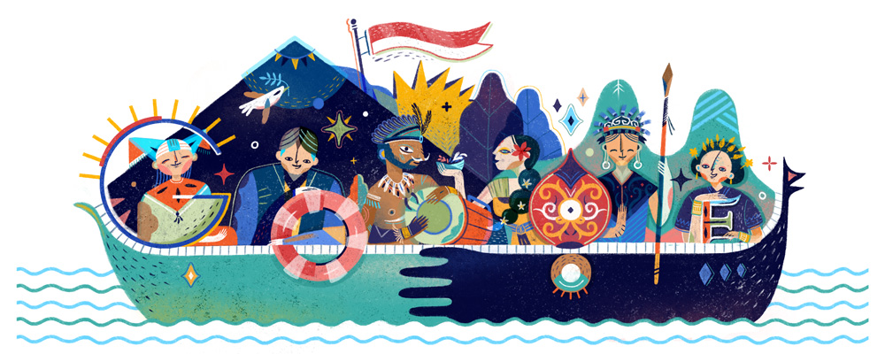 グーグル検索のロゴ GoogleDoodle インドネシア独立記念日 2017年バージョン