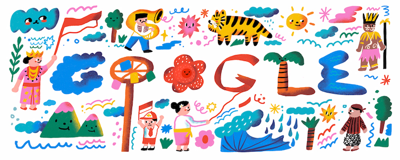 グーグル検索のロゴ GoogleDoodle インドネシア独立記念日 2020年バージョン
